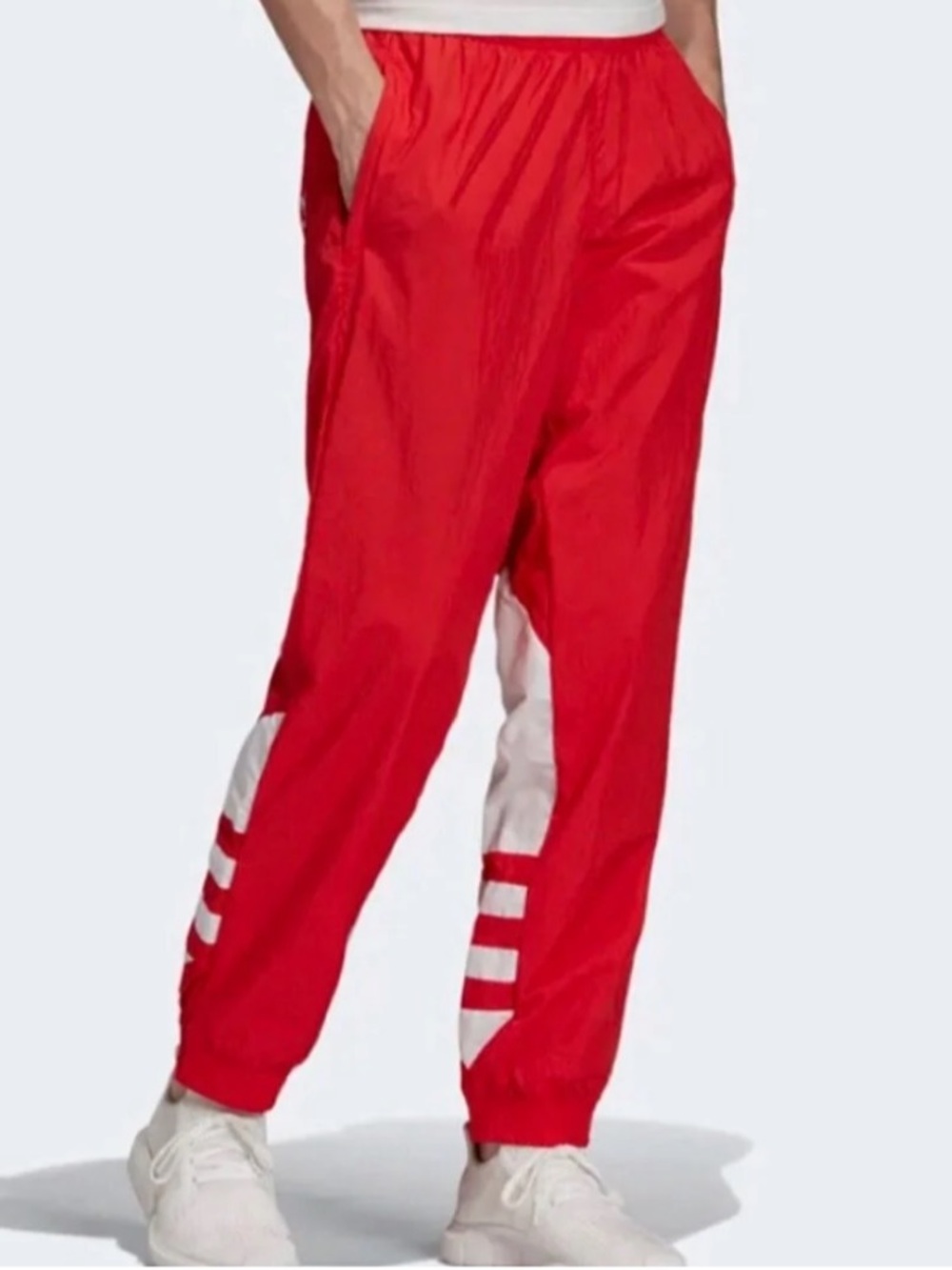 Adidas Originals large trefoil Red Track Pants with White detail size large